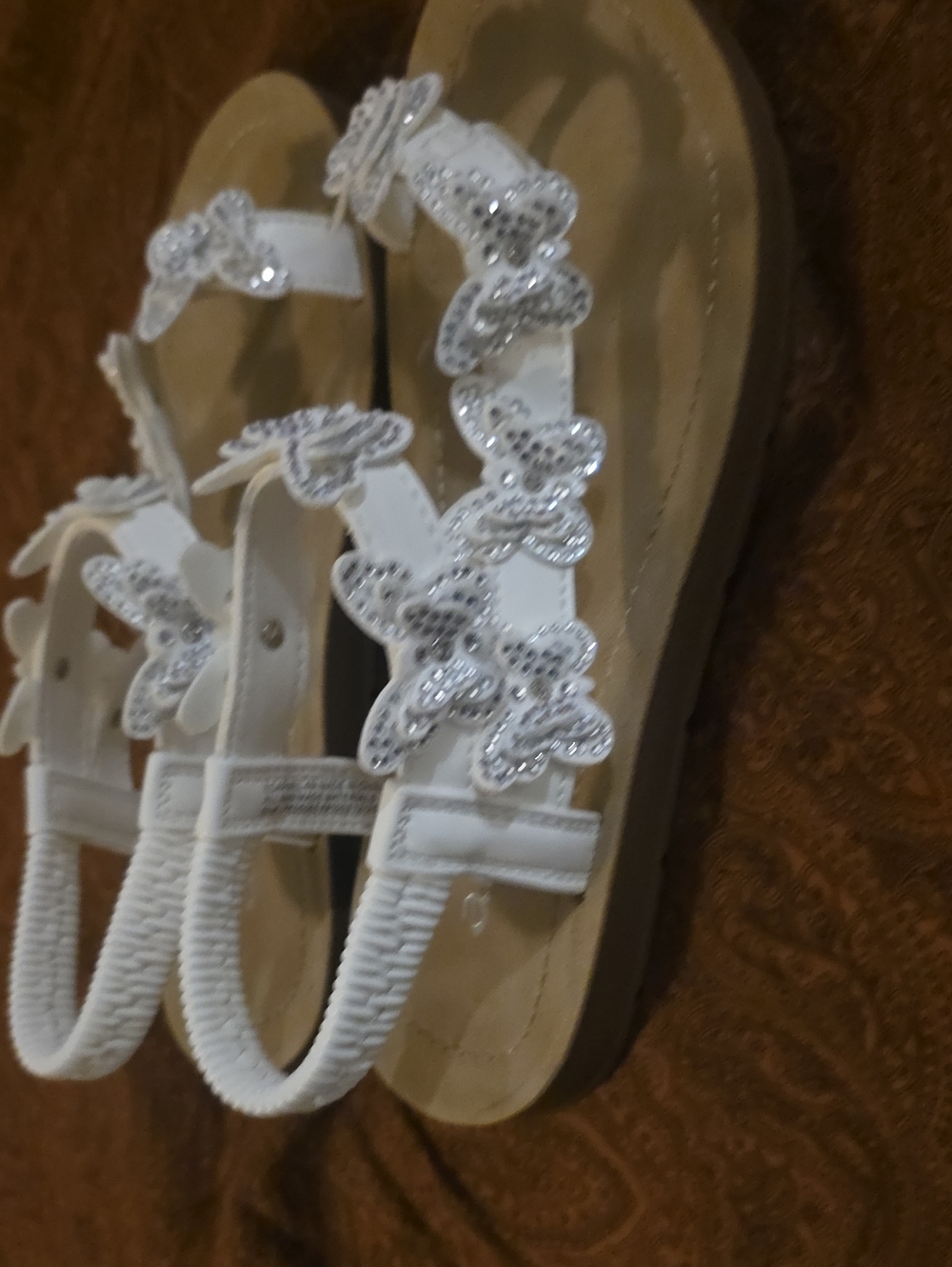 Annie White Butterfly Embellished Women's Sandals - Picture 3 of 7